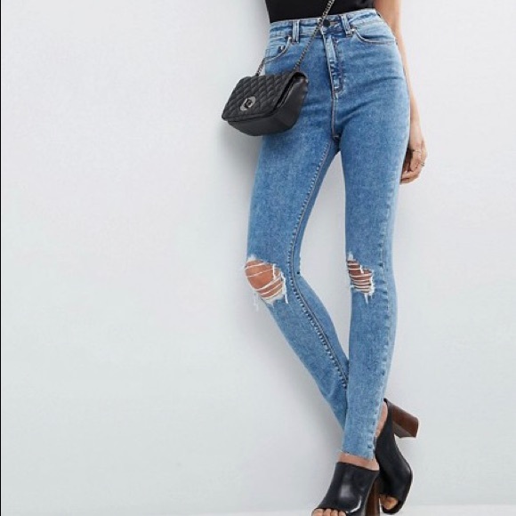 ASOS High Waist Skinny Jeans in Sinclair 80s style - Picture 2 of 5